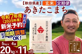 ※令和7年産 新米予約※《定期便11ヶ月》秋田県産 あきたこまち 20kg【玄米】(5kg小分け袋) 2025年産 お届け周期調整可能 隔月に調整OK お米 すずき農産|szap-20811