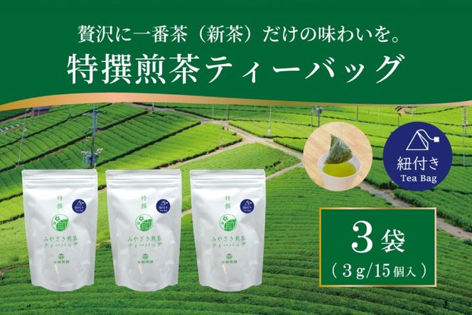 お茶 ティーバッグ 特撰 みやざき煎茶 紐付き 3袋 セット [谷岩茶舗 宮崎県 日向市 452061737] ティーパック 茶 茶葉 緑茶 新茶 お茶の葉