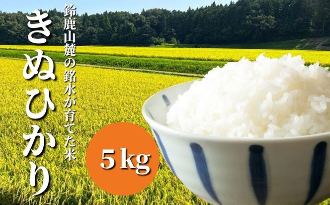 【令和6年度】鈴鹿山麓の銘水が育てた米、米どころ三重県産小山田地区「きぬひかり」5kg-[G752]