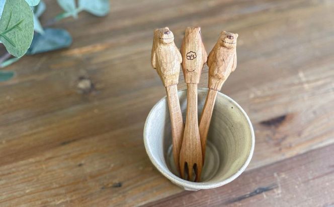 しろくまのデザートフォーク 1本 糸島市 / しろくも工房 【いとしまごころ】 木製 フォーク カトラリー[AEO006]