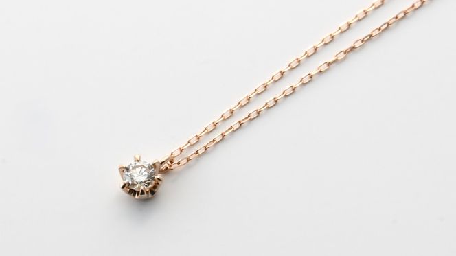 K18ピンクゴールド　天然ダイヤモンド0.10ｃｔ　爪留めネックレス FNP-3 250-003