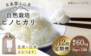 【 全12回 定期便 】 自然栽培 ヒノヒカリ 5kg 《糸島》【大石ファーム】 [ATE019]