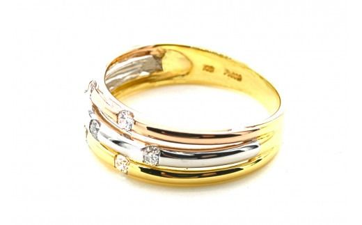 K18/PT スリーカラーダイヤリング0.20CT R3980DI-C 188-048（山梨県