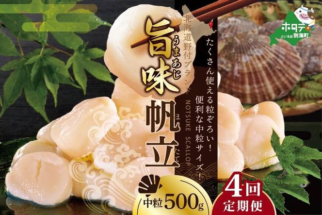 【毎月4回定期便】★NAT北海道野付産中粒ホタテ（3Sサイズ）500g【NKM04NAT0】