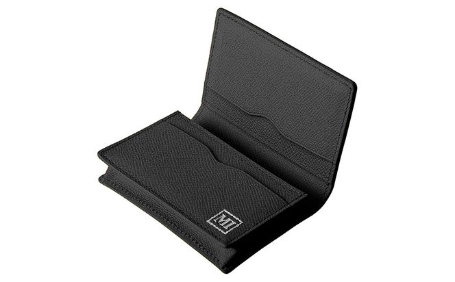 豊岡財布 本革名刺入れ 角シボ型押しカーフ ブラック WMS01NC / 名刺入れ 名刺ケース マチあり メンズ レディース 本革 革 牛革 革小物 シンプル デザイン 無地 マスミ鞄嚢