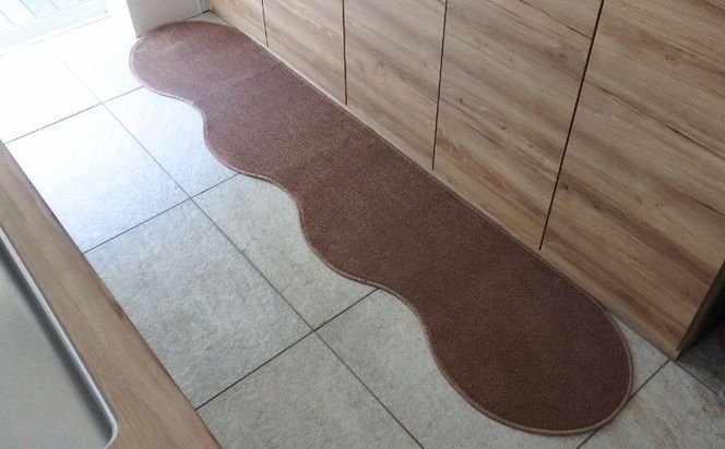 diw0056 北欧風キッチンマット ラグマットタイプ 45×210cm ピーナッツ型 ココア 抗菌防臭 SEK 織人しきもの屋工房