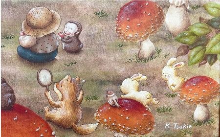 絵画「リトリト森は大騒ぎ」 糸島市 / 工房はーべすと アート インテリア[AYA062] 絵画 絵 額縁 インテリア 内装 パステル イラスト アート