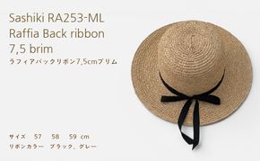 帽子店Sashiki / RA253-MLラフィアバックリボン7,5cmブリム / 麦わら帽子