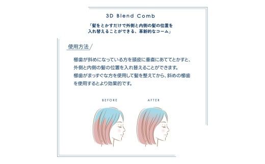 ✖【業界初！部分ウィッグを自然に馴染ませる】QAMOJI 3D Blend Comb（カモジ 3D ブレンドコーム）ブラック ｜ 部分ウィッグ用 コーム 紫外線対策 退色防止 簡単スタイリング 2WAYタイプ 特許申請中 ギフト 贈り物 母の日　※離島への配送不可