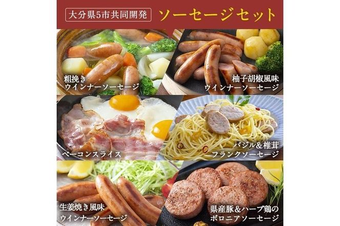 ＜定期便・全6回(連続)＞おおいた 味力 ソーセージ セット(総量6.84kg) ウィンナー ベーコン 定期便 国産 冷凍 豚肉 鳥肉 詰め合わせ 惣菜 おかず お弁当 粗挽き あらびき 大分県 佐伯市【DP80】【株式会社まるひで】
