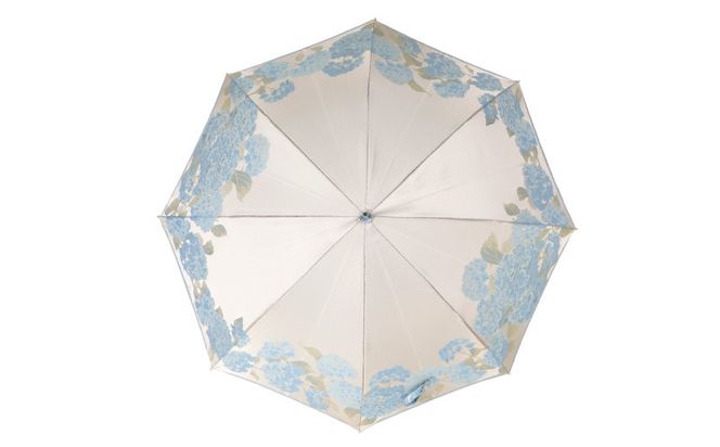 CB035 【槙田商店】晴雨兼用長傘　絵おり　紫陽花　ベージュ