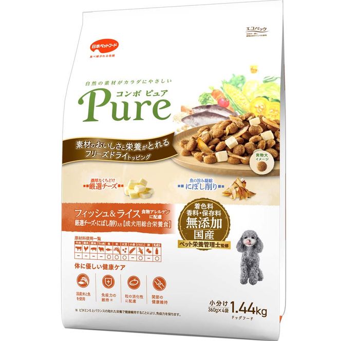コンボ ピュア ドッグ フィッシュ＆ライス 1.44kg ｘ8(ケース単位) ドッグフード