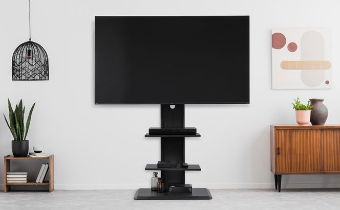 テレビ台 スタンドテレビ台 UTS-700R-BO ブラックオーク テレビスタンド ハイタイプ おしゃれ アイリスオーヤマ テレビ台 壁掛け風 テレビ台 木目調 テレビボード スタンドテレビ台 省スペース スリム 高さ調節 自立 新生活 65型 65インチ