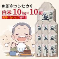 【１０か月定期便】令和８年産新米　魚沼産コシヒカリ 精米10kg×10回　計100kg