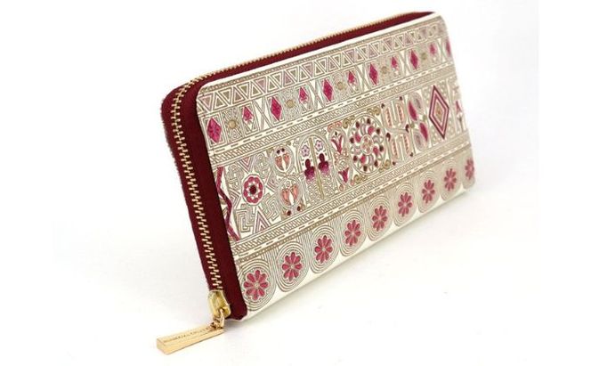 【文庫屋大関】 大容量　ぐるっとファスナーの長財布　アポロン＜ピンク＞【皮革工芸品】 ファッション小物 民芸品 
