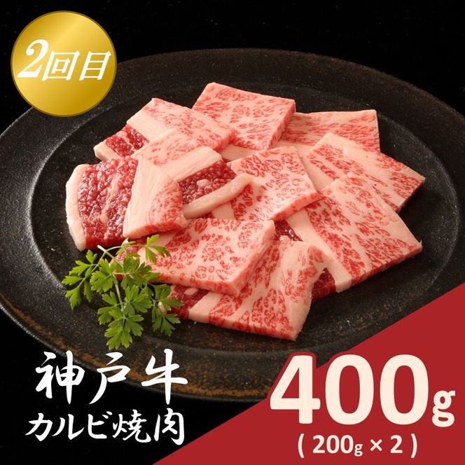 神戸牛定期便 A 【全3回】《 肉 牛肉 神戸牛 カルビ スライス肉 ばら すき焼き 焼肉 ステーキ 計1.2kg 定期便 冷凍 》【2505A16917】