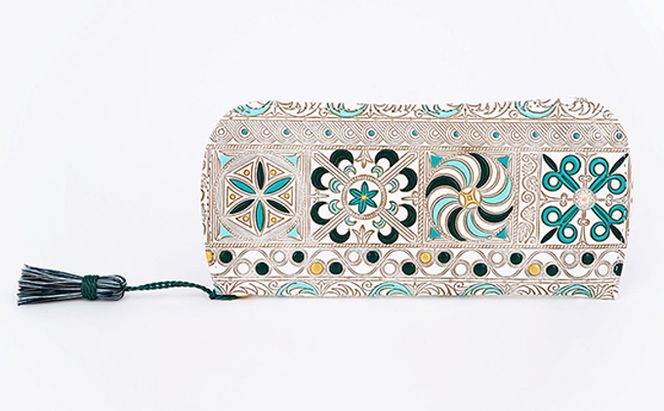 【文庫屋大関】メガネケース　錦紗＜緑＞【皮革工芸品】 ファッション小物 民芸品 