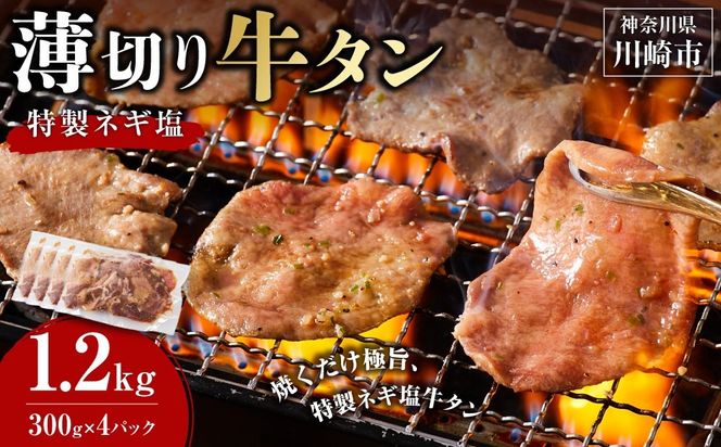 薄切り牛タンねぎ塩 1.2kg ( 300g × 4パック )【配送月が選べる】
