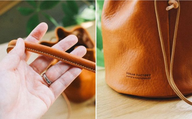 DURAM ショルダー巾着バッグ 24003 糸島市 / Duram Factory / クラフト バッグ 革製品[AJE072]