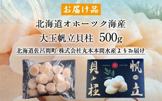 北海道オホーツク海産 大玉帆立貝柱 500g SRMR001