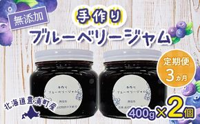 【定期便3カ月】北海道 豊浦町産 無添加手作り ブルーベリージャム400g×2個 TYUS007