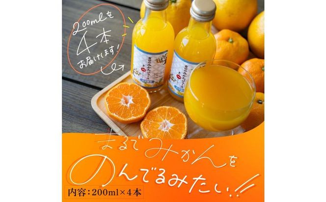 【爽やかなのに濃い！】無添加ストレートみかんジュース 200ml 4本   EC003