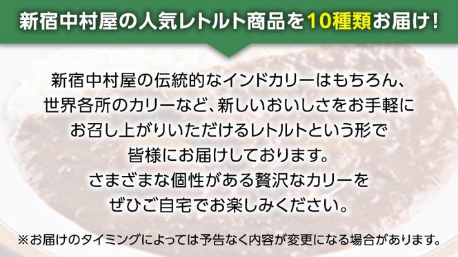 新宿 中村屋 レトルト カリー 食べ比べ セット 10種 13個入 人気 詰合せ 洋食 時短 カレー インドカレー ビーフ キーマ チキン バター チキン ハヤシ ベジタブル 野菜 長期保存 災害用 保存食 [DM009us]