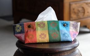 経浮花織 ティッシュケース 格子花 ティッシュカバー ティッシュボックス おしゃれ かわいい 沖縄市 / FABRIC SHOP MINAMI[BCCS004-01]