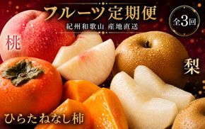 【全3回】夏と秋のフルーツ定期便 (桃・梨・ひらたねなし柿) 【tkb372】