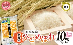【2回定期便】R7 宮城県産 ひとめぼれ 無洗米 5kg×2回 [ 宮城県 加美町 菅原精米 ] 米 こめ コメ ご飯 sw-hb05-mu-t2-r7