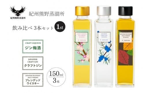紀州熊野蒸留所 飲み比べ 150ml 3本セット【prm026A】