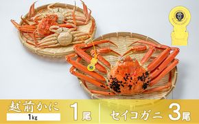 茹で越前ガニ【期間限定】食通もうなる本場の味をぜひ、ご堪能ください。セイコガニセット 約1kg＋セイコガニ3杯 越前がに 越前かに 越前カニ カニ ボイルガニ 蟹 