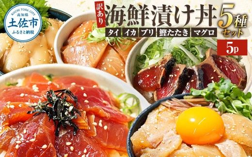 訳あり 海鮮漬け丼 （5種×各1P）計5P セット マグロ 鯛 イカ ブリ 鰹のたたき 海鮮丼セット 漬け丼 海鮮丼 国産 漬け づけ丼 漬け丼の素 海鮮丼の具 海鮮セット まぐろ いか ぶり 鯛 かつおのたたき 鰹タタキ【企業組合　宇佐もん工房】 [BQAB001]