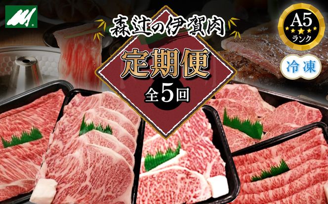 （冷凍）伊賀肉 森辻の【定期便】伊賀牛A5各種 5回お届け 242161_CT008