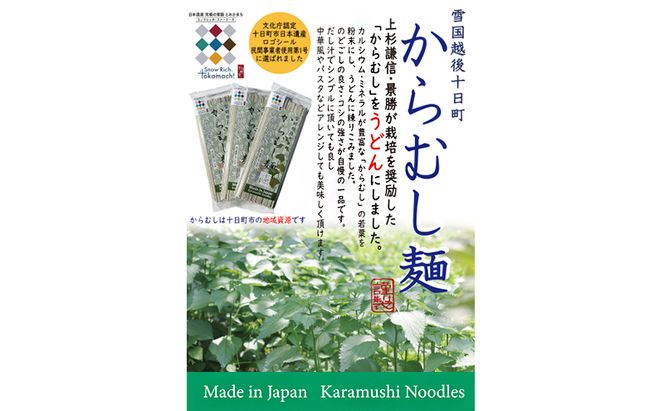 【豊富な栄養！】雪国越後十日町からむし麺（うどん）３束入りギフト（200g×3束） 乾麺 カラムシ 和苧 苧麻 麺類 新潟 