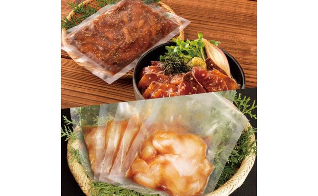 ZZ110-NT　【芸西村と大川村の共通返礼品】芸西村 海鮮丼の素セット【個別発送】＆大川村 土佐はちきん地鶏モモ肉セット