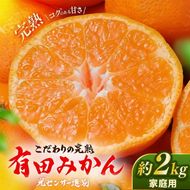 ＼光センサー選別／こだわりの完熟有田みかん 2kg【ご家庭用】サイズ混合 有機質肥料100% ｜ みかん 有田みかん 温州みかん ミカン 温州ミカン 柑橘 温州 甘い コク 産地直送◇