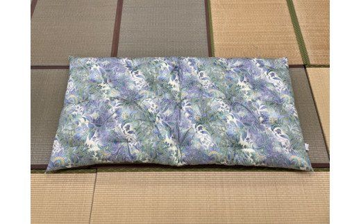 極上純綿　もめん布団　掛敷セット　(みやび柄・青)【CW101W1】