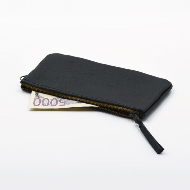 益子の革工房maharoのファスナーお札ケース　ブラック｜栃木県 益子町 ふるさと納税 ファスナーお札ケース 牛革 手作り（AX138-3）