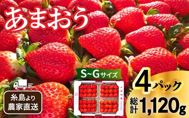 【農家直送！】【先行受付】 糸島産 あまおう 280g × 4パック (Sサイズ～Gサイズ)  【2027年1月上旬以降順次発送】糸島市 / 後藤農園 [AML003] いちご 福岡 ランキング 上位 人気 おすすめ