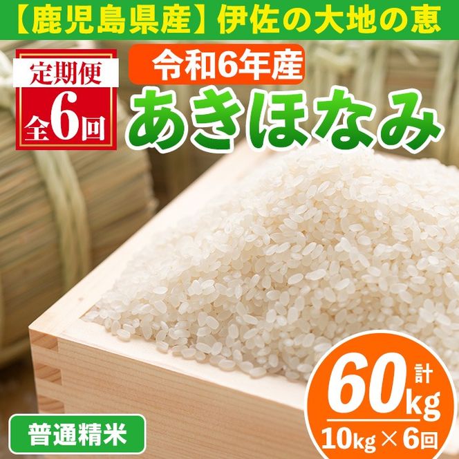 isa519-A 【定期便6回】 ＜普通精米＞令和6年産 鹿児島県伊佐産あきほなみ (合計60kg・計10kg×6ヵ月)【Farm-K】