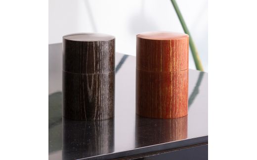 山中塗 嘉匠菴 欅 共木茶筒 赤摺 ＧＯＬＤ 復興　震災　コロナ【能登半島地震復興支援】 北陸新幹線 F6P-0203