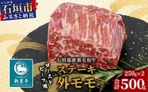 石垣島産 黒毛和牛 新里牛 濃厚赤身ローストビーフ用（ソトモモ）（200g～300g×2個）合計500g以上 SZ-11