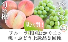 【2026年先行予約】量より質！桃とシャインマスカット、上級品の2回便 (定期便) (岡山県産) / 8月10月 【KF-T060-02】