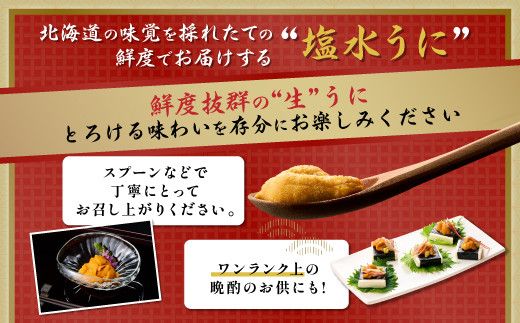 うに 無添加 極上 エゾバフンウニ 生うに 塩水パック 80g 塩水 ミョウバン不使用 | 雲丹 ウニ 雲丹 高級 生ウニ 海産物 海鮮 米 と ウニ丼 うに丼 人気 ふるさと納税 北海道 登別市