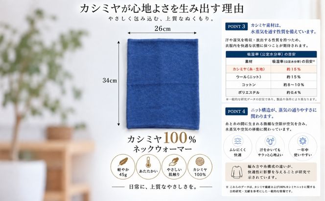 G3577 100％ピュアカシミヤ・スヌード・ネックウォーマー ネイビー【高級 カシミア おしゃれ ファッション 防寒 かしみあ】