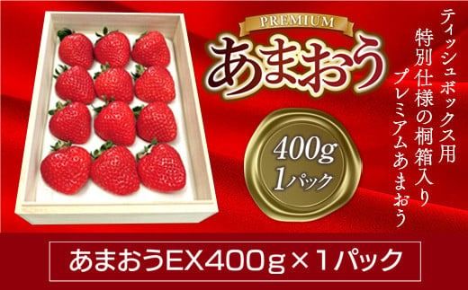 【先行予約】 ティッシュボックス用特別仕様の桐箱入りプレミアムあまおう あまおうEX400g×1パック ギフト お祝い 贈答用 ※2025年2月上旬〜4月中旬にかけて順次出荷予定　MY010