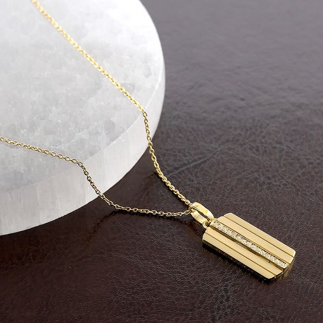 ネックレス メンズ k18 18金 プレート ダイヤモンド 0.08ct ペンダントトップ 大ぶり ゴールド ダイヤ イエローゴールドK18 ストライプ タグペンダント ジュエリー シンプル 大きめ 普段 使い 人気 250520201ym SWAA329