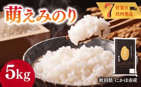 萌えみのり 令和7年度産 精米5kg【精米 白米 米 コメ お米 おこめ ブランド米 ご飯 ごはん 秋田 にかほ】