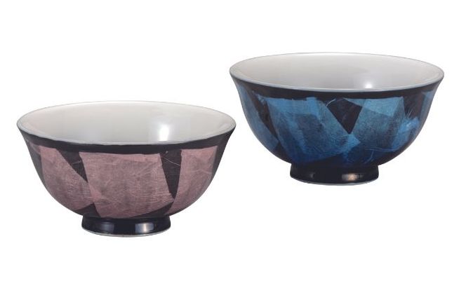 九谷焼　組飯碗　銀彩　a02 食器 キッチン雑貨 キッチンアイテム 雑貨 食卓 テーブルコーディネート ペア茶碗 夫婦茶碗 